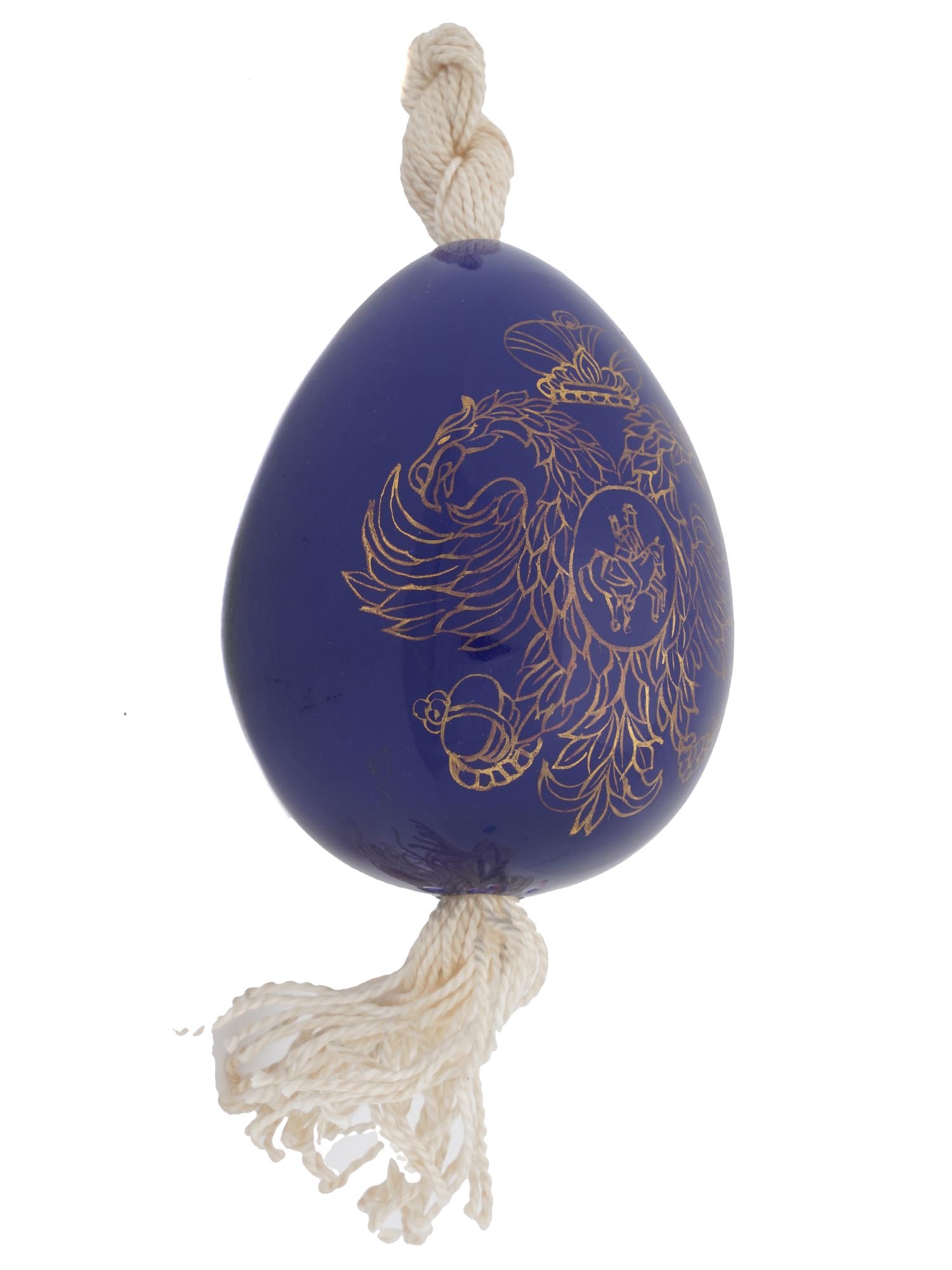 LARGE RUSSIAN GILDED EAGLE PORCELAIN EASTER EGG PIC-2